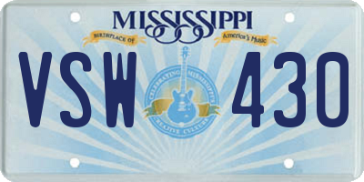 MS license plate VSW430