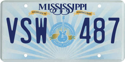 MS license plate VSW487
