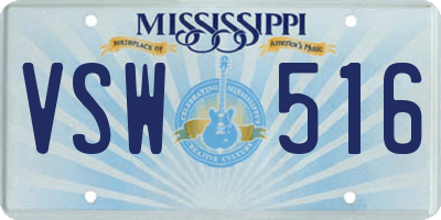 MS license plate VSW516