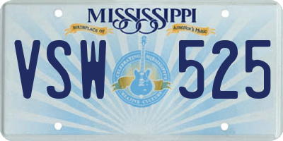 MS license plate VSW525