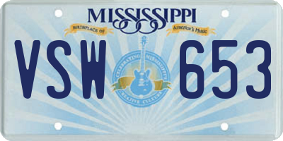 MS license plate VSW653