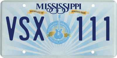 MS license plate VSX111
