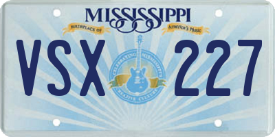 MS license plate VSX227