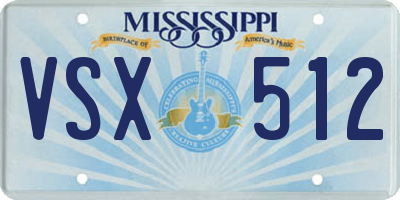 MS license plate VSX512