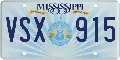 MS license plate VSX915
