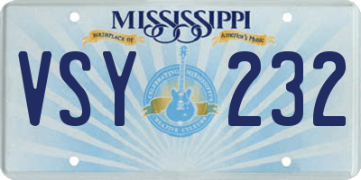 MS license plate VSY232