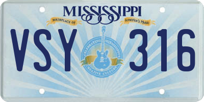 MS license plate VSY316