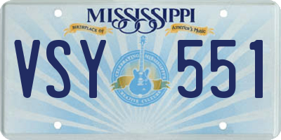 MS license plate VSY551