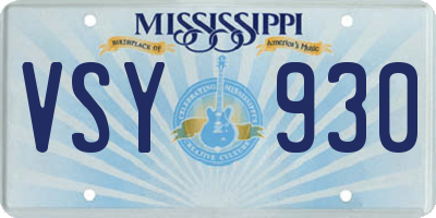 MS license plate VSY930