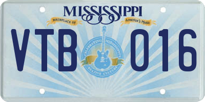 MS license plate VTB016
