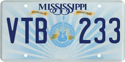 MS license plate VTB233