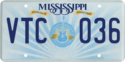 MS license plate VTC036