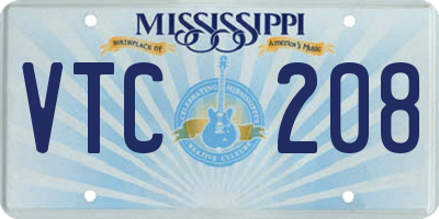 MS license plate VTC208