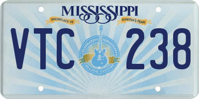 MS license plate VTC238