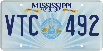 MS license plate VTC492