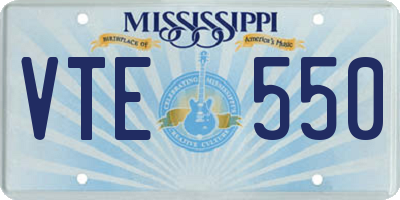 MS license plate VTE550