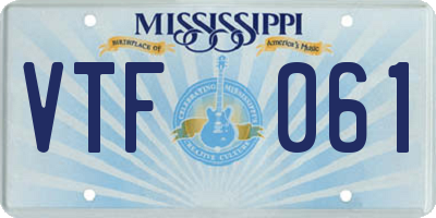 MS license plate VTF061