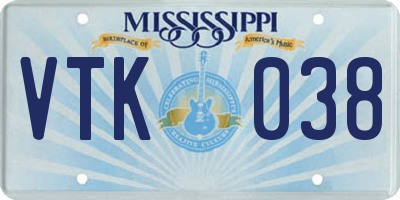 MS license plate VTK038