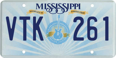 MS license plate VTK261