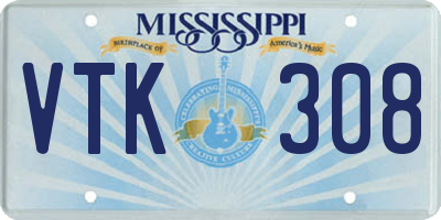 MS license plate VTK308