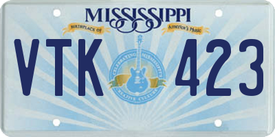 MS license plate VTK423