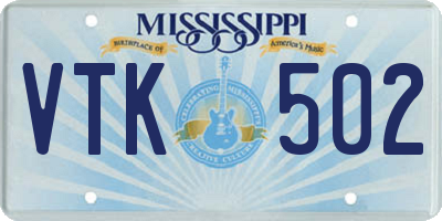 MS license plate VTK502