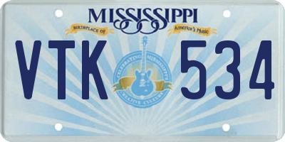 MS license plate VTK534