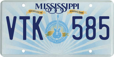 MS license plate VTK585