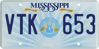 MS license plate VTK653