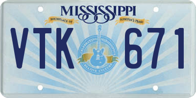 MS license plate VTK671