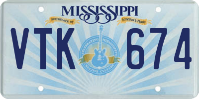 MS license plate VTK674