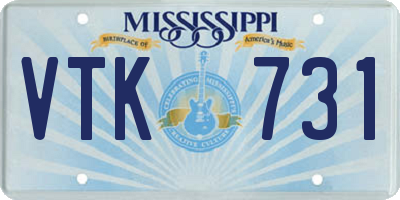 MS license plate VTK731