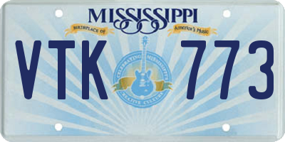 MS license plate VTK773