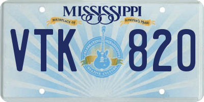 MS license plate VTK820