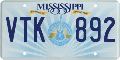 MS license plate VTK892