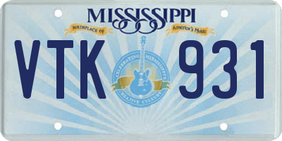 MS license plate VTK931