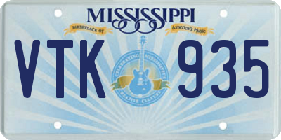 MS license plate VTK935