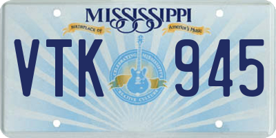 MS license plate VTK945