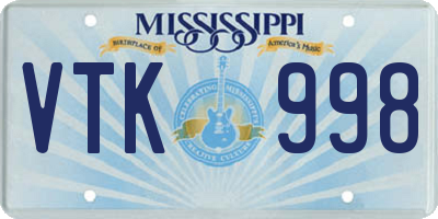 MS license plate VTK998
