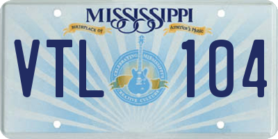 MS license plate VTL104