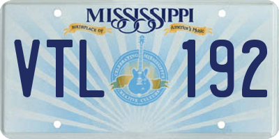 MS license plate VTL192