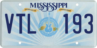MS license plate VTL193