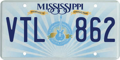 MS license plate VTL862