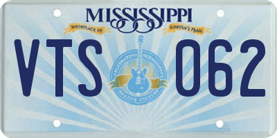 MS license plate VTS062