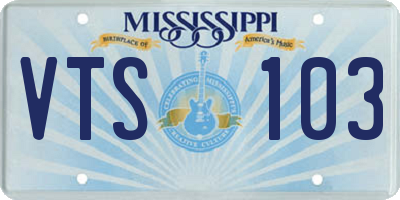 MS license plate VTS103