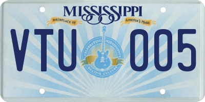 MS license plate VTU005