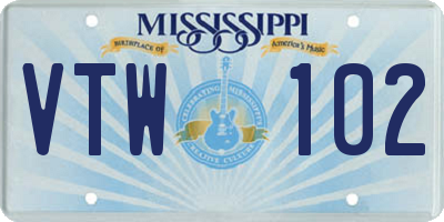 MS license plate VTW102