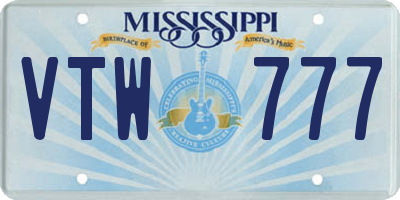 MS license plate VTW777