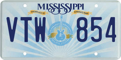 MS license plate VTW854