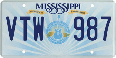 MS license plate VTW987